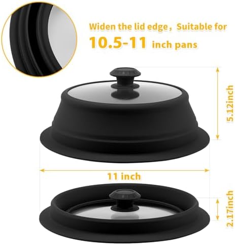 Collapsible Microwave Splatter Lid with Vented Tempered Glass Cover