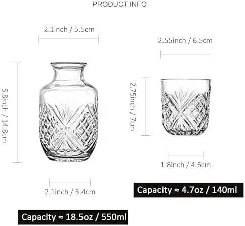 Bedside Water Carafe with Cup, Modern Water Pitcher Set for Bedroom