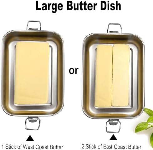 BSTKEY Butter Dish with Lid for Countertop, Stainless Steel Butter