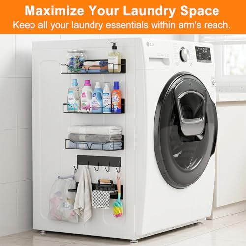 5-Pack Magnetic Shelves for Washing Machine, Black