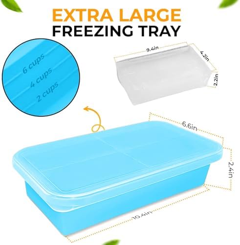 (2 Pack) Large Silicone Freezer Containers For Soup, Pasta Sauce