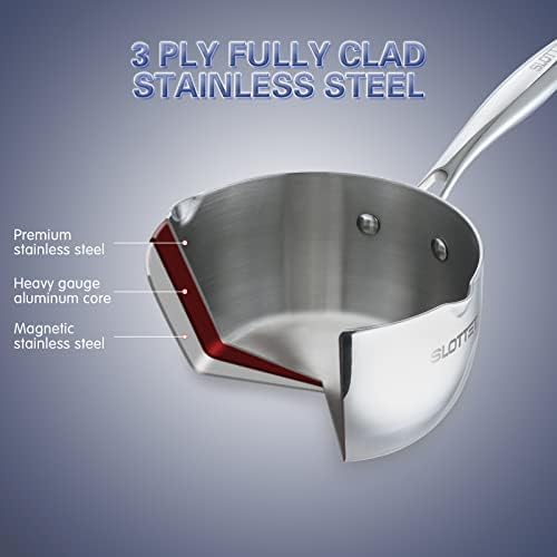 SLOTTET Tri-Ply Whole-Clad Stainless Steel Saucepan with Steamer,2.5