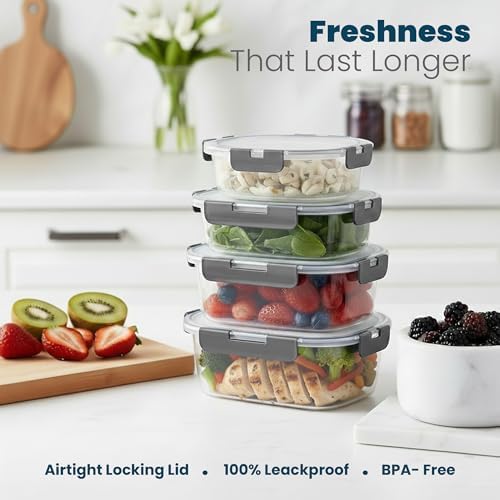 KICHLY 24 Pc Borosilicate Glass Meal Prep Containers