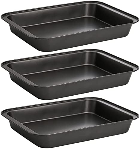 Lyellfe 3 Pack Rectangle Baking Pan, 13 x 9 Inch
