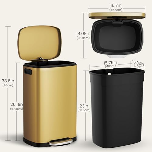 SYNCVIBE 13 Gal Stainless Steel Step Trash Can