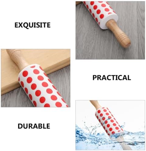 2pcs Silicone Rolling Pin Nonstick with Wooden Handle, Baking Roller