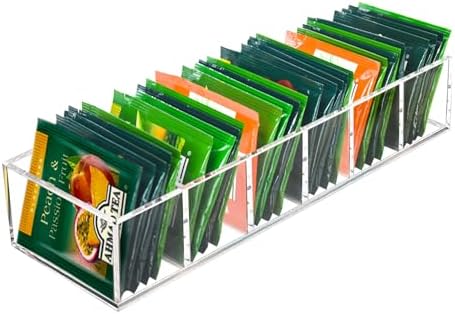 Tasybox Acrylic Tea Bag Organizer - Clear Small Tea Packet Storage Box