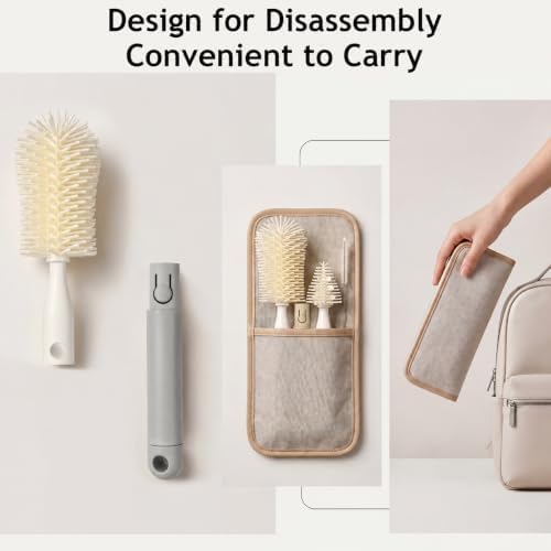3-Pack Silicone Baby Bottle Brush, Bottle Cleaner, with Convenient