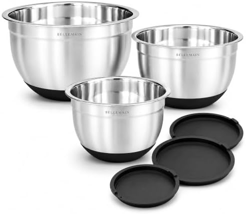 Bellemain Stainless Steel Mixing Bowls with Airtight Lids Set - Set of 3
