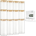 LIBWYS 12-Pack Square Glass Storage Jars with Bamboo Lids