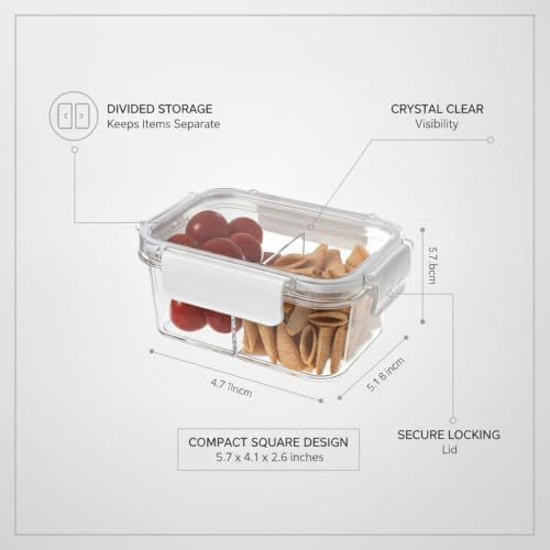 Clear Acrylic Storage Jar with Divider, Square Compartment Container