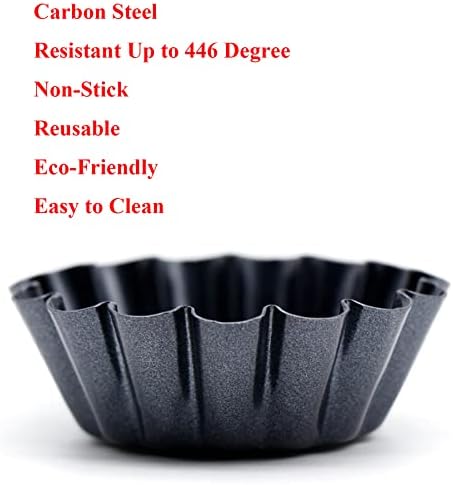 12 Packs Egg Tart Mold, Bigger Size 3 x 0.9inch, Non-Stick Pan Carbon