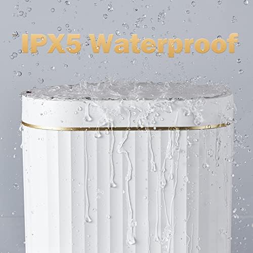 ELPHECO 2 Gallon Motion Sensor Bathroom Trash Can, White Gold