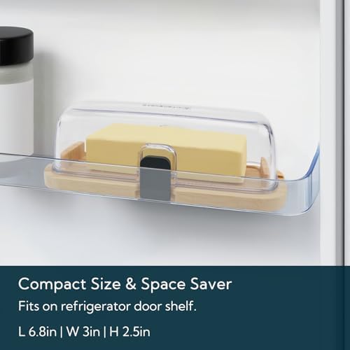 KITCHENDAO Bamboo One-handed Airtight Butter Dish with Lid for