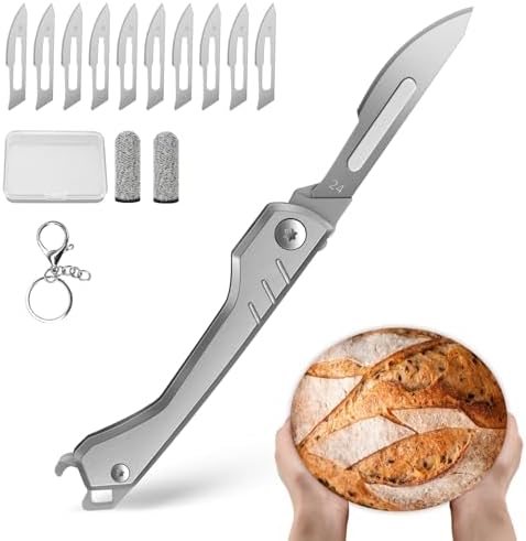 CRUIFU Folding Bread Lame Dough Scoring Tool with 10 Blades & Storage