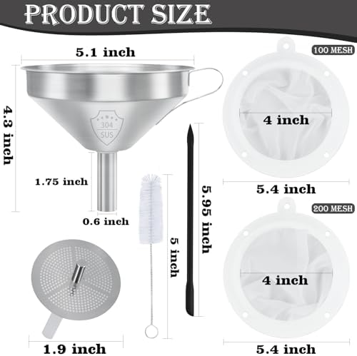 Kitchen Bottling Funnel, 5-inch 304 Stainless Steel Funnel