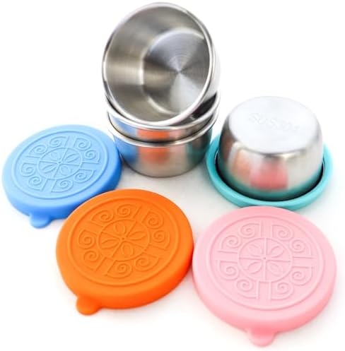 4 Pcs Stainless Steel Dressing Container with Silicone 1.35oz Lids