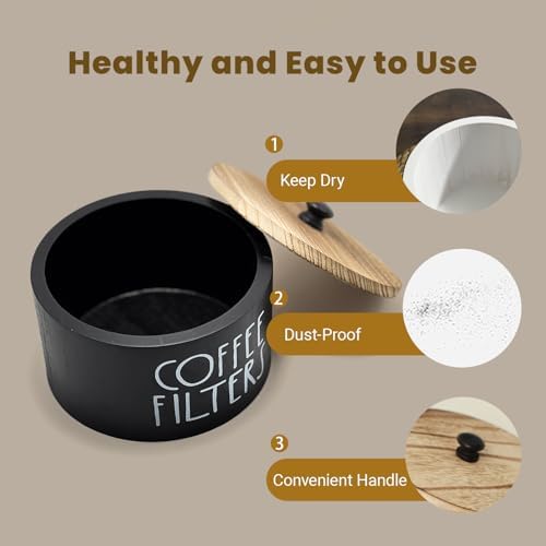 Wooden Coffee Filter Holder With Lid-Rustic Storage Container and