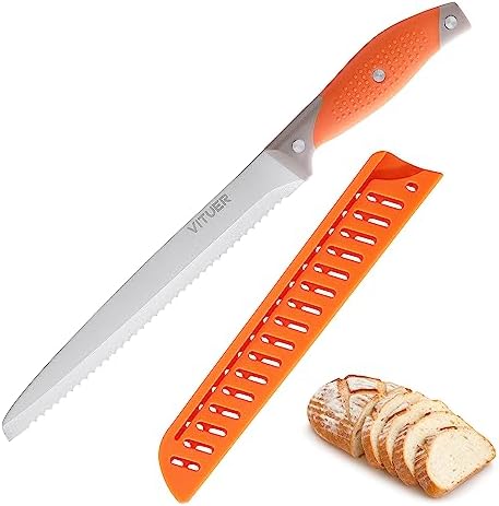 VITUER Bread Knife with Cover, 8-Inch Blade