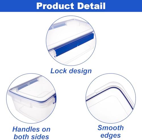 2 Pcs Large Food Storage Containers with Airtight Lid, 5.5L Reusable