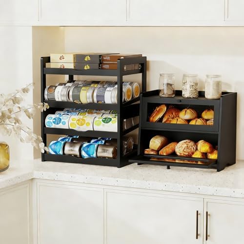 BAMBANG Can Organizer for Pantry, Detachable Bamboo 4 Tier Stackable