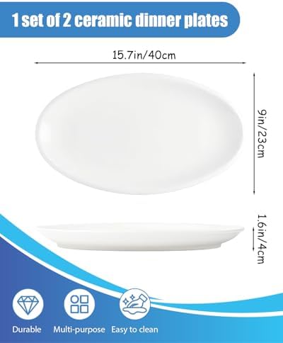 White Serving Platters, 2 Pack Porcelain Serving Dishes Dinner