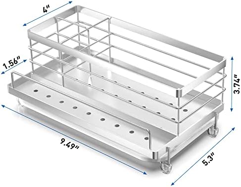 Cisily Stainless Steel Sponge Holder for Kitchen Sink, with Drip Tray