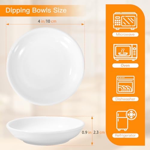 4 Inch Ceramic Dipping Sauce Dish Set - 6 Pcs Small Condiment Bowls