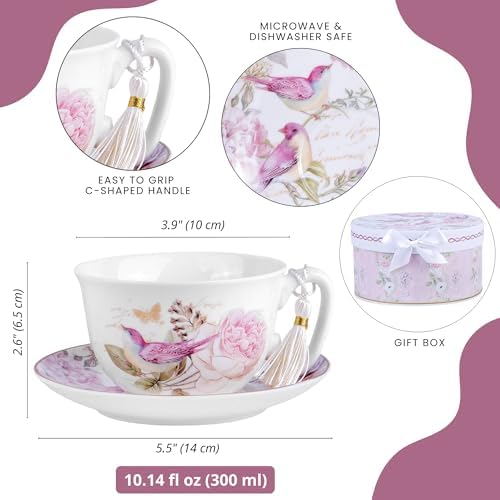 STP GOODS Bone China Tea/Coffee Cup and Saucer in Gift Box Fine Set of
