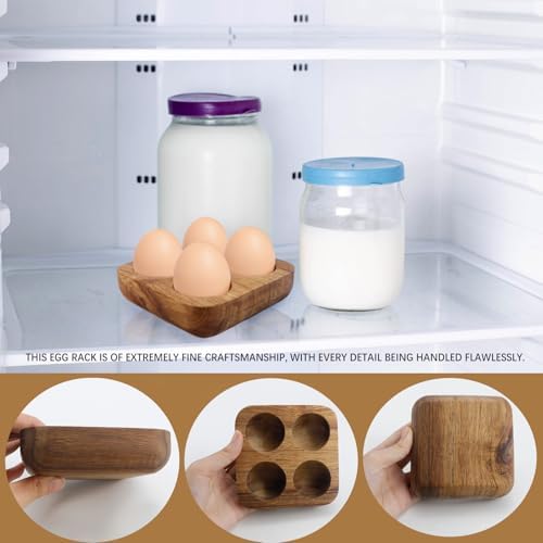 4-Slot Wooden Egg Tray for Refrigerator