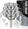Walfos 3Pcs Kitchen Funnel with 2 Removable Strainer & 1 Cleaning