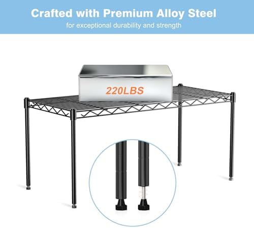 1-Tier Wire Shelf Rack,30" Wx14 Dx17 H,Single Metal Shelves Rack