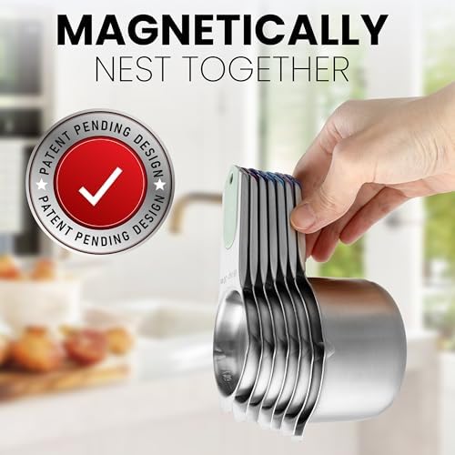 Spring Chef Stainless Steel Magnetic Measuring Cups, Set of 7 & Heavy