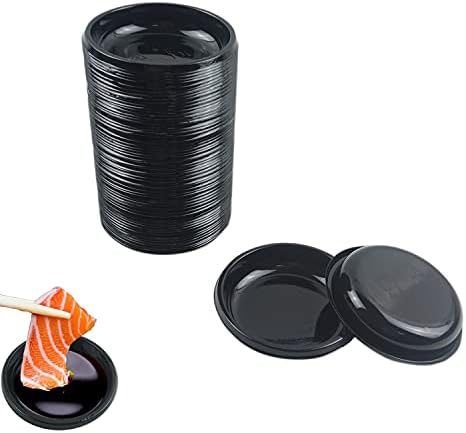 100pcs Mini Dipping Sauce Dish, Plastic Disposable Round Plate