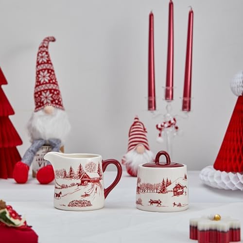 Bico Toile De Jouy Winter Wonderland Ceramic Sugar and Creamer Set