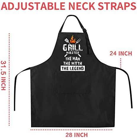 Rosoz Funny BBQ Chef Aprons for Men, Grill Master, Kitchen Cooking