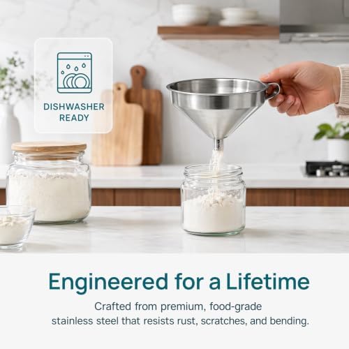 Stainless Steel Filter Funnel with Strainer for Kitchen Use, Food