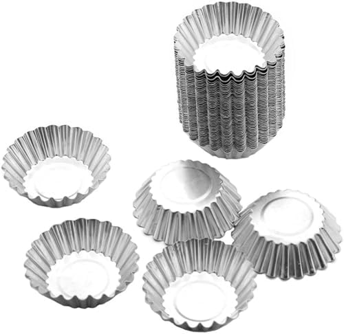 Tosnail 50 Pieces Aluminum Egg Tart Mold Small Tart Pie Tin Mini