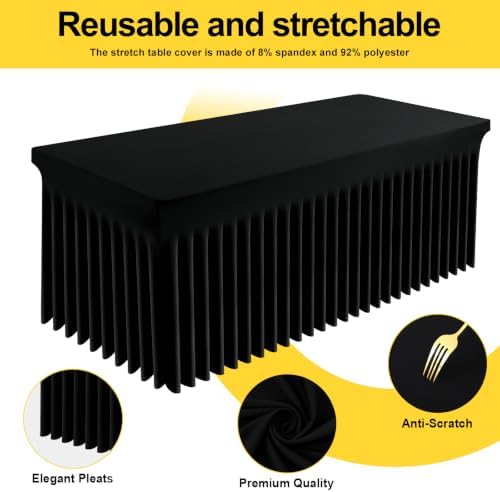 Smiry Spandex Elastic Fitted Table Cloth Skirt for 6FT Rectangle Table