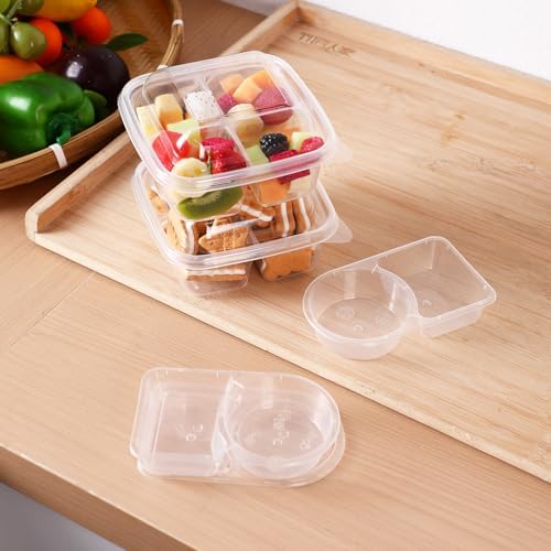 Blushtier 60 Pcs Snack Containers Bento Boxes, 4 and 2 Compartments