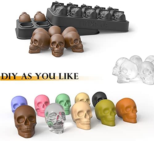 Ice Cube Trays,Silicone Ice Cube Mold Maker with Lid,Skull Head Style