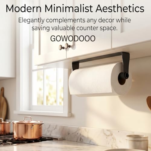 Paper Towel Holder, Under Cabinet, Black Stainless Steel