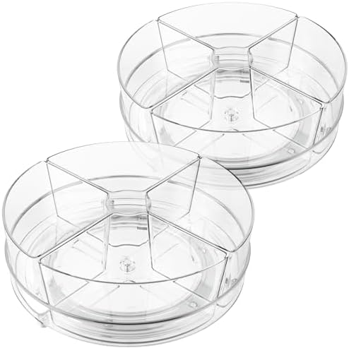 2 Pack Lazy Susan Organizer, 9 inch Rotating Storage Organizer with Bins
