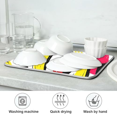 OTVEE Banana Crisp Spark Dish Drying Mat for Kitchen Counter Absorbent