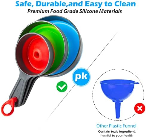 Kalave Canning Funnel with Strainer, Food Grade Silicone Collapsible