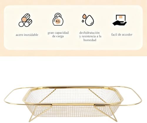 Yosoo Health Gear Over Sink Colander, Gold