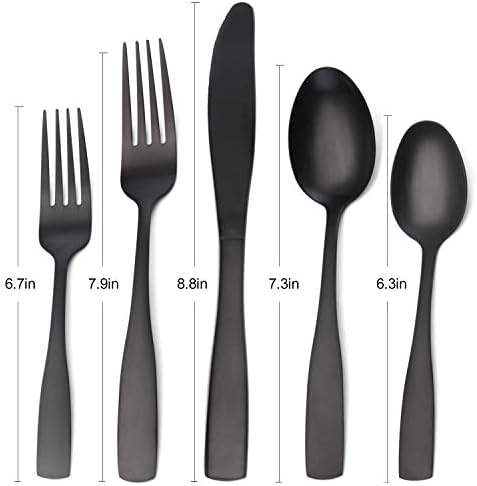 Matte Black Silverware Set, Satin Finish 20-Piece Stainless Steel