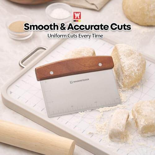 Stainless Steel Dough Scraper with Wooden Handle | Bench Scraper for