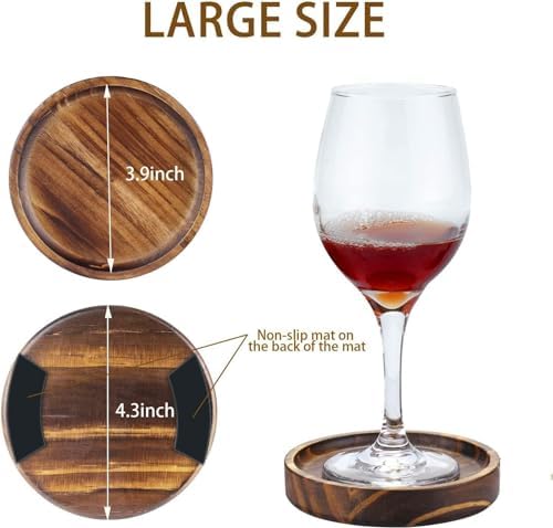 6Pcs Wooden Coasters for Drink-Acacia Wood Drink Coasters Set with