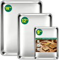 Stainless Steel Cookie Sheets for Baking Set of 3, Stainless Steel